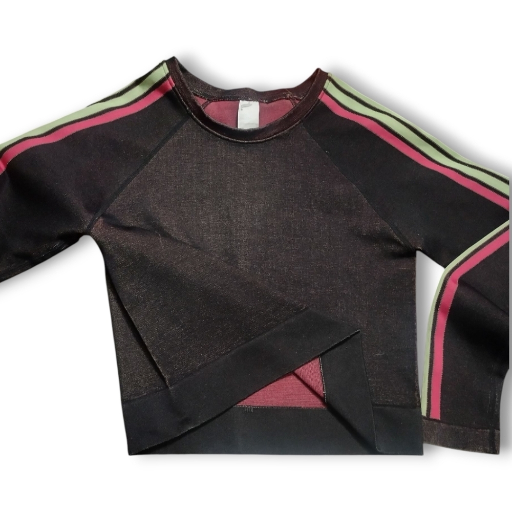 Fabletics Long Sleeve Aisley Crop Top | Black Seamless | Size XL | NWOT - Picture 10 of 11